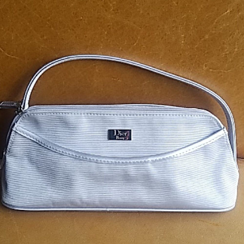 Dior Silver Cosmetic Makeup Clutch Purse Bag